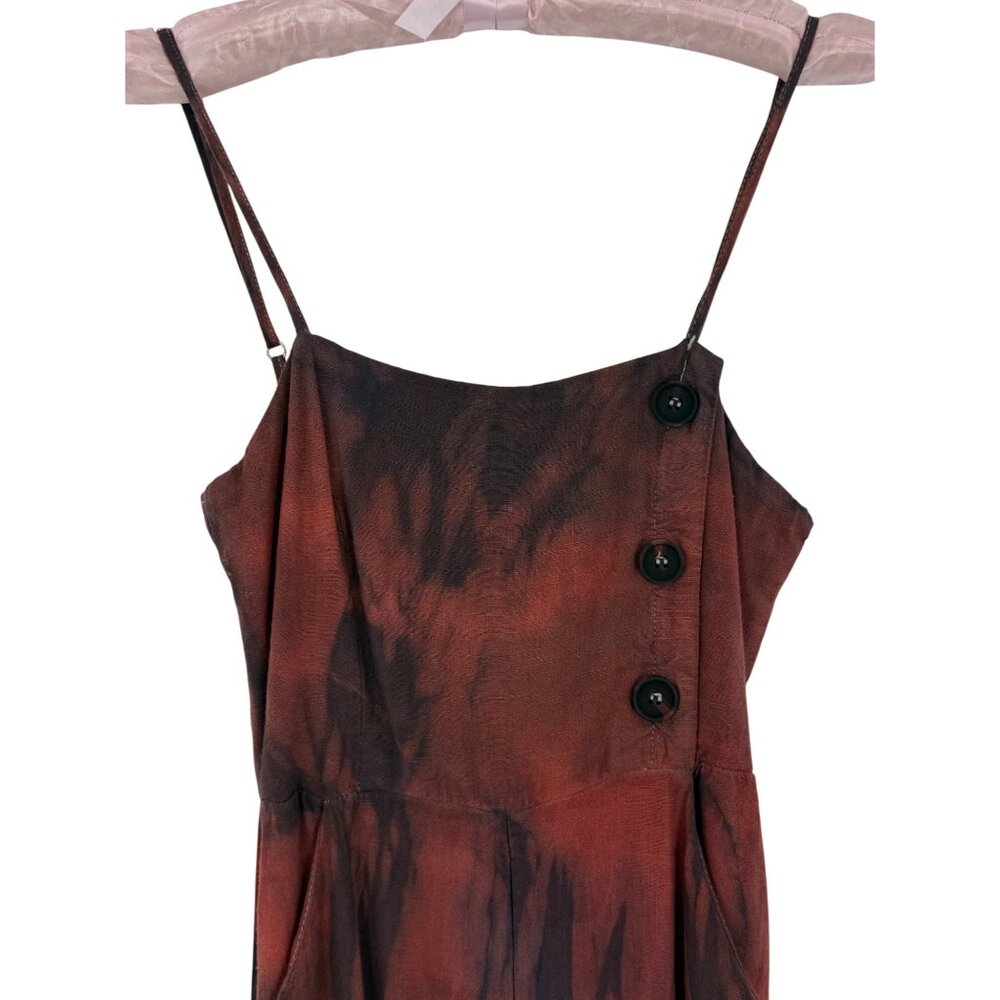 Vtg Forever 21 Custom Tie Dye Wide-Leg Linen Jumpsuit | Boho Hippie Y2K Coastal - Picture 12 of 16